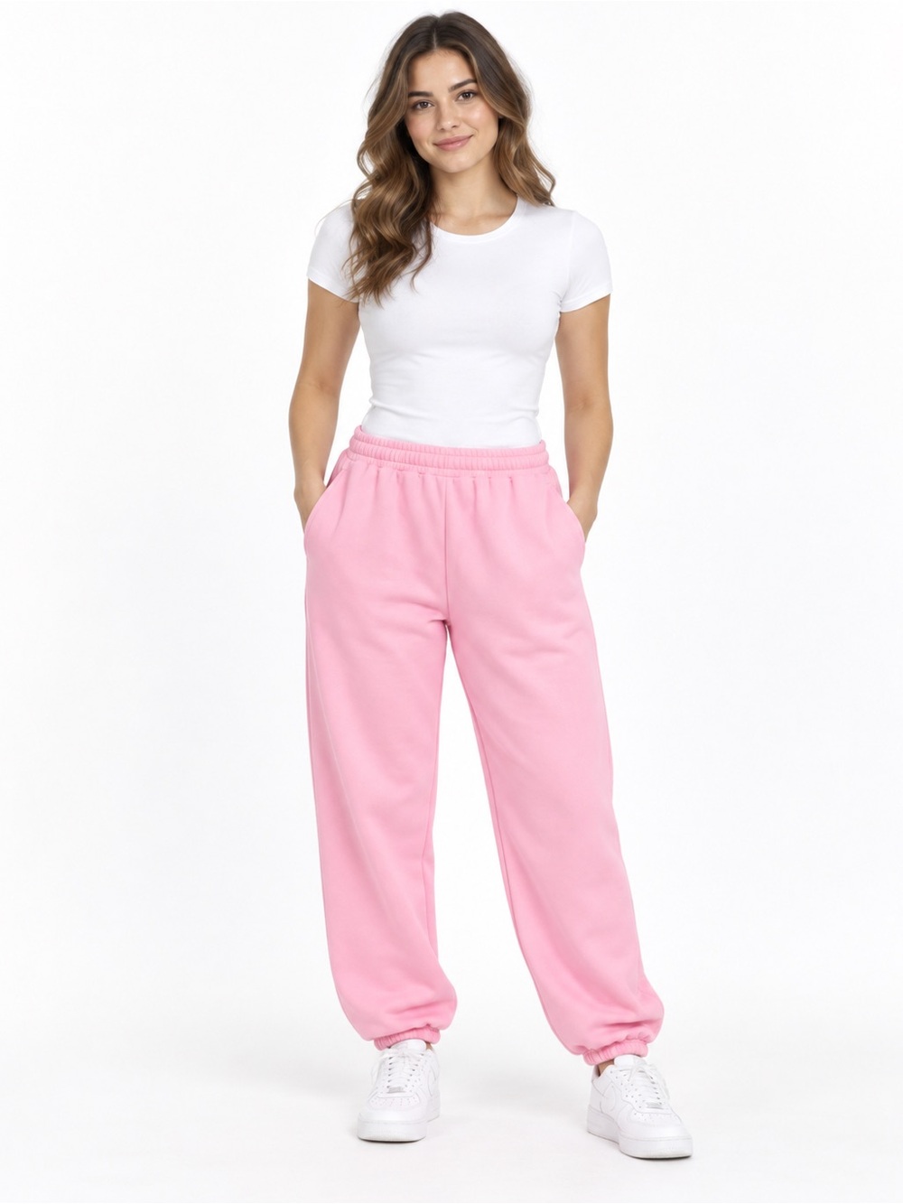 SHEIN Pink Elastic Waist Sweat Joggers